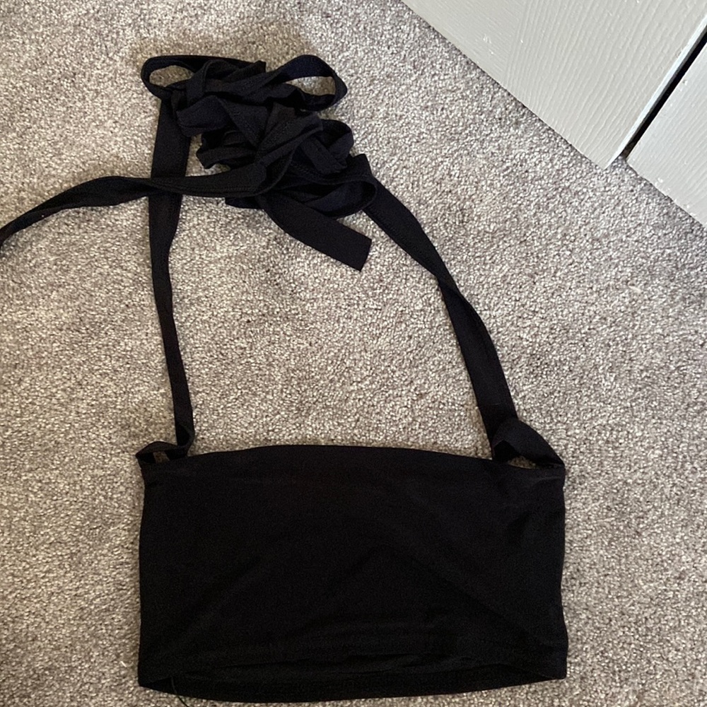 Pretty Little Thing black crop top with wrap. Size 4